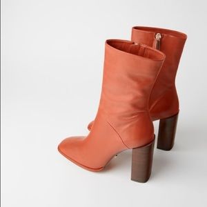 Zara Burnt Orange Leather Ankle Boots